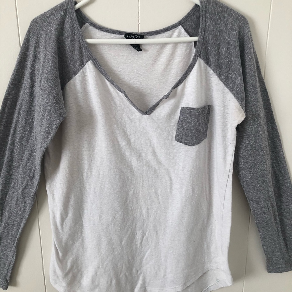 grey & white long sleeve